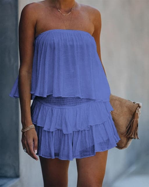 Fashion Summer Elegant Off Shoulder Layered Ruffle Romper