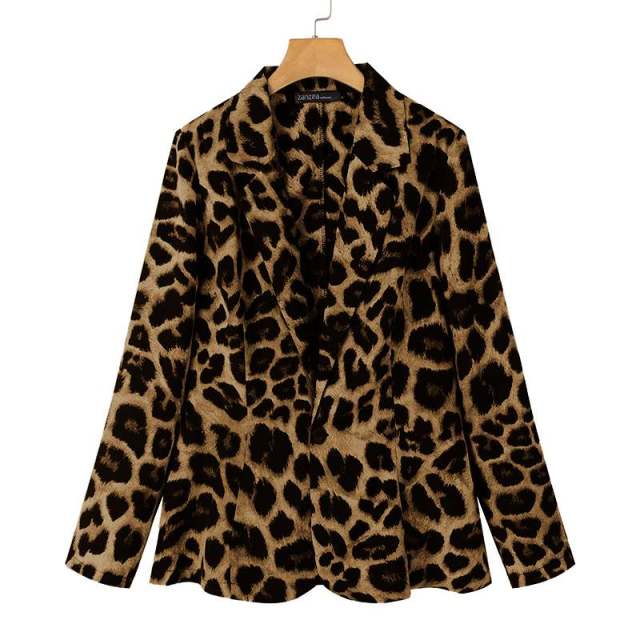 Fashion Leopard Lapel Coats