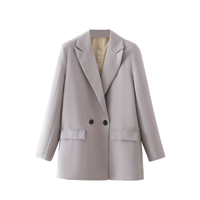 women's blazer jacket casual solid color double-breasted pocket decorative coat