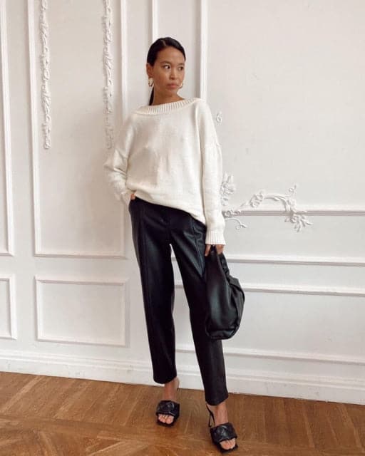 Elegant Spliced PU Leather Pants