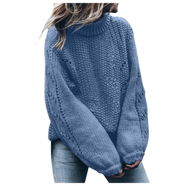 Pullovers Fashion Round Neck Long Sleeve Hollow Hole Loose Sweater Pullovers Jerseys