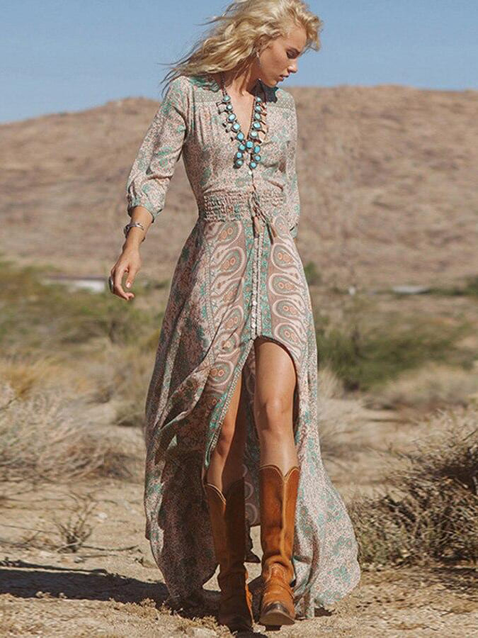 V-Neck Chiffon Sexy Maxi Dress