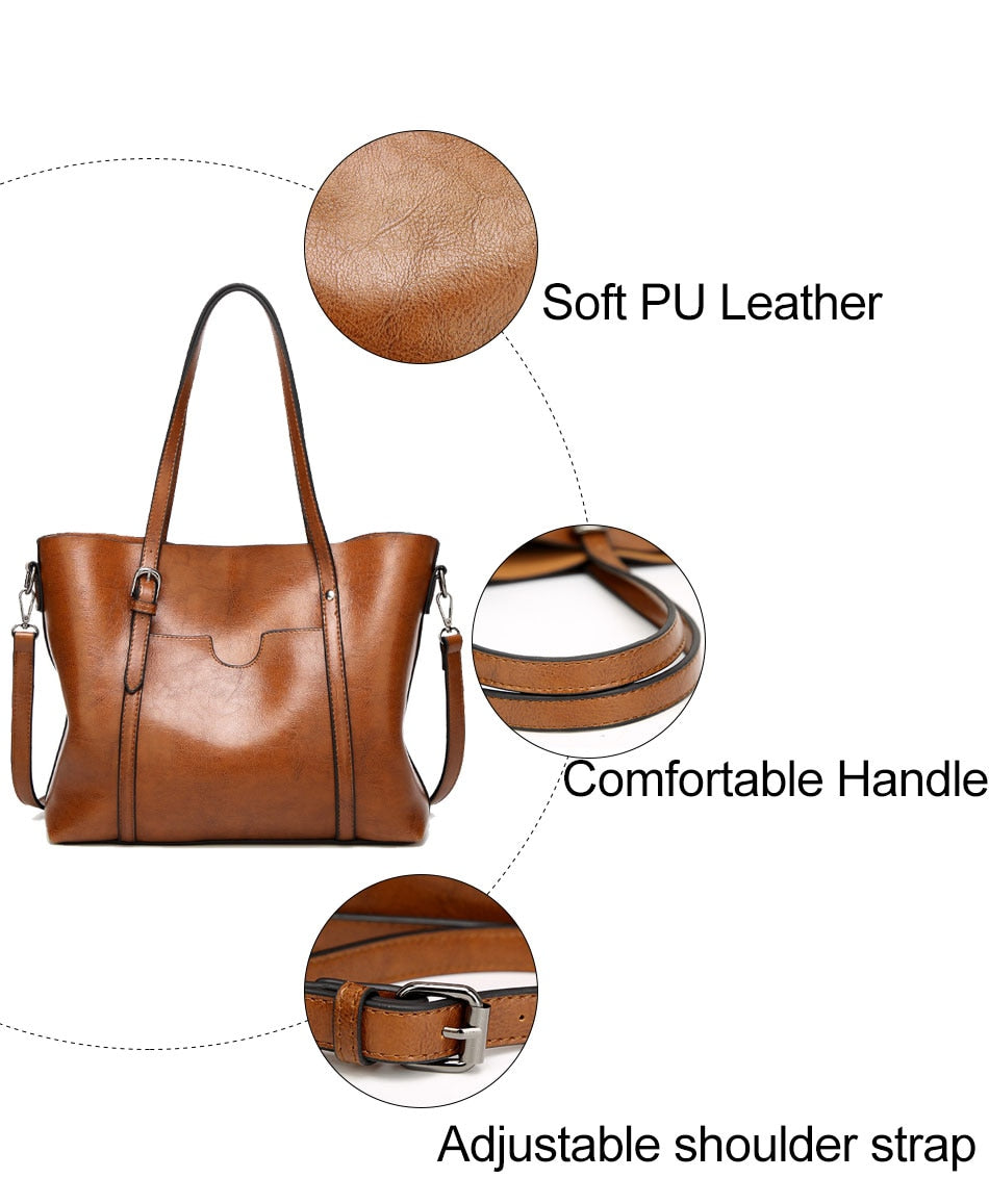 Fashion Large Capacity PU Leather Tote Bag
