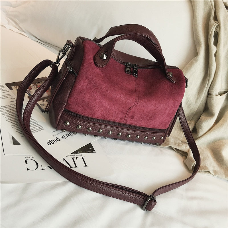Compact Riveted Top-Handle Bag