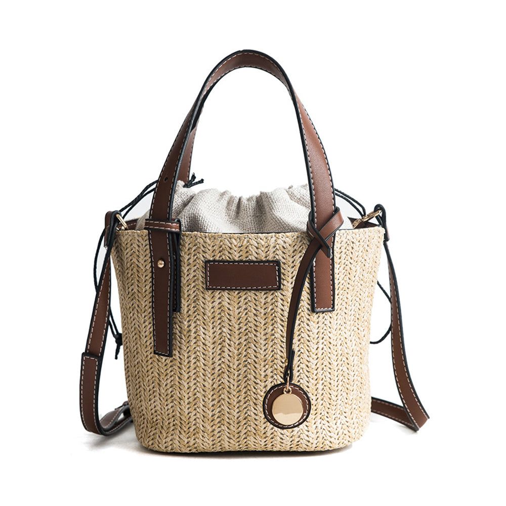 Compact Fashion Straw Bucket Bag