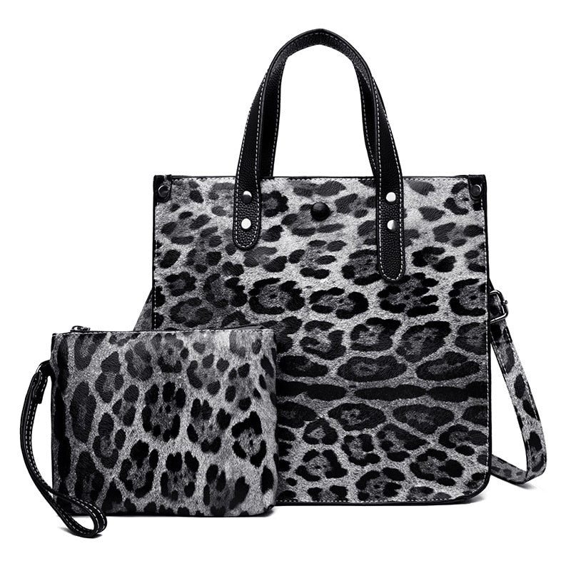 Leopard Printed PU Leather Bag Set