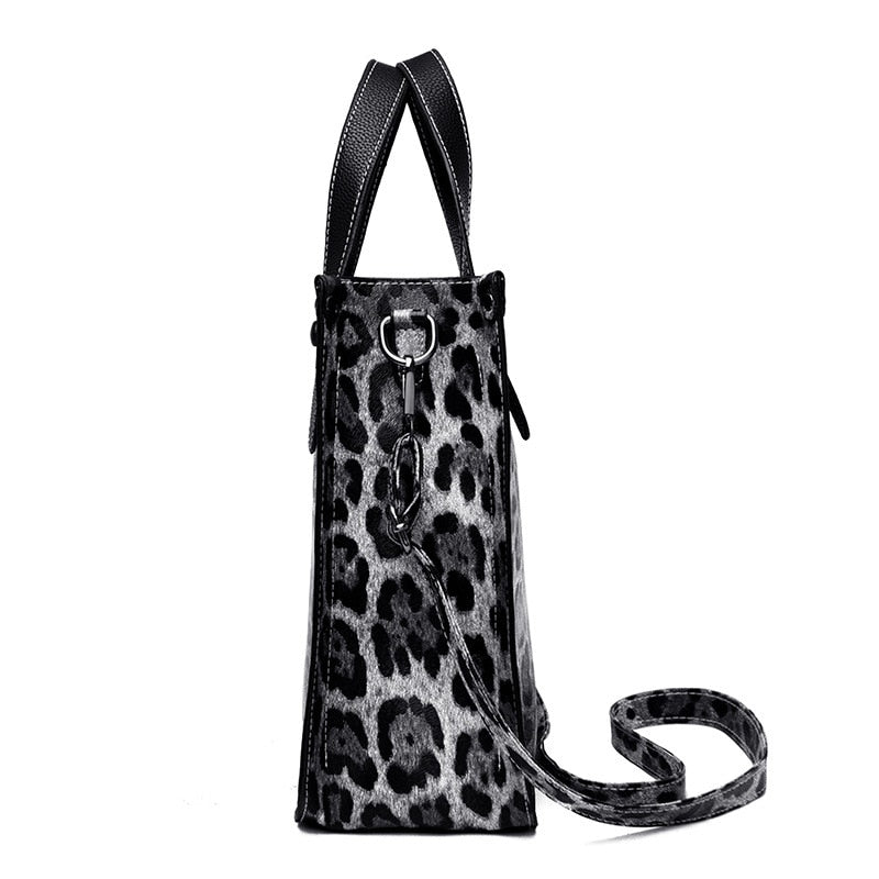 Leopard Printed PU Leather Bag Set