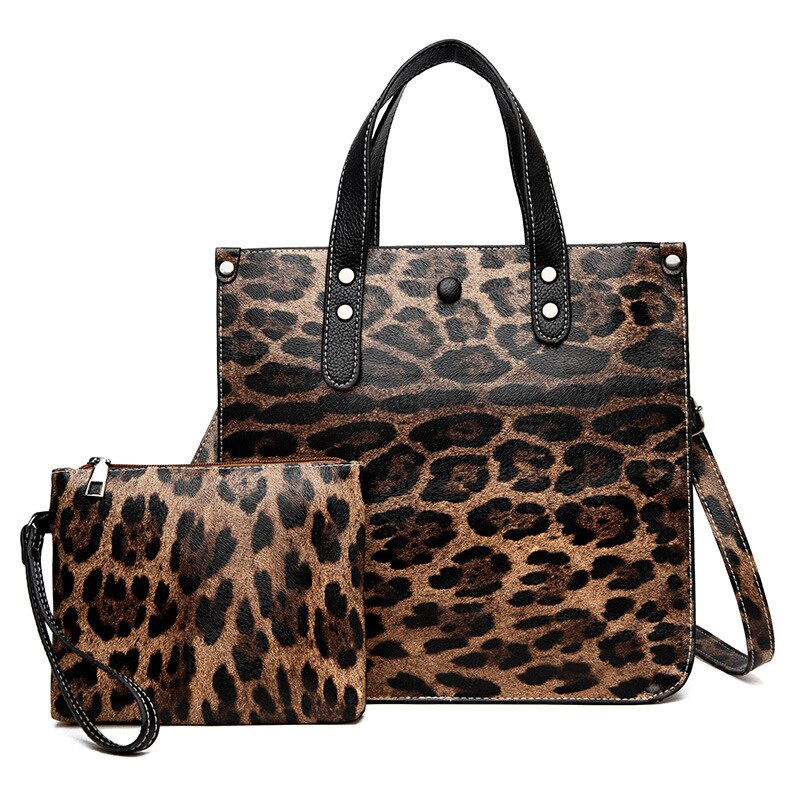 Leopard Printed PU Leather Bag Set