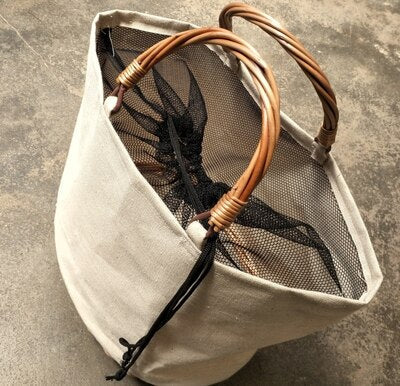 Rattan Bucket Handbag With Wicker Strap