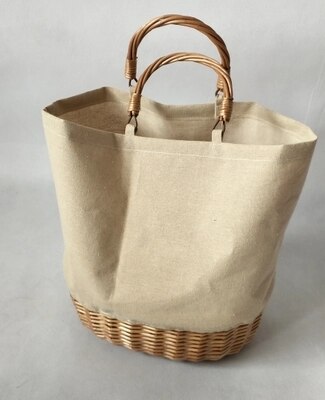 Rattan Bucket Handbag With Wicker Strap