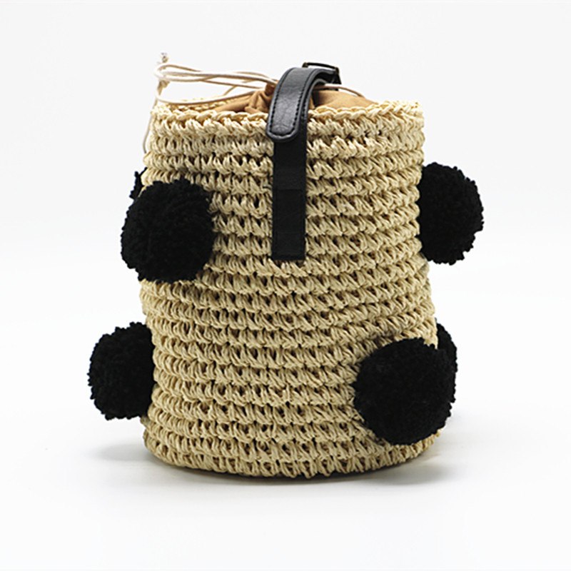 Cute Summer Boho Cylinder Shaped Straw Handbag