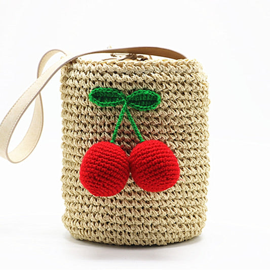 Cute Summer Boho Cylinder Shaped Straw Handbag