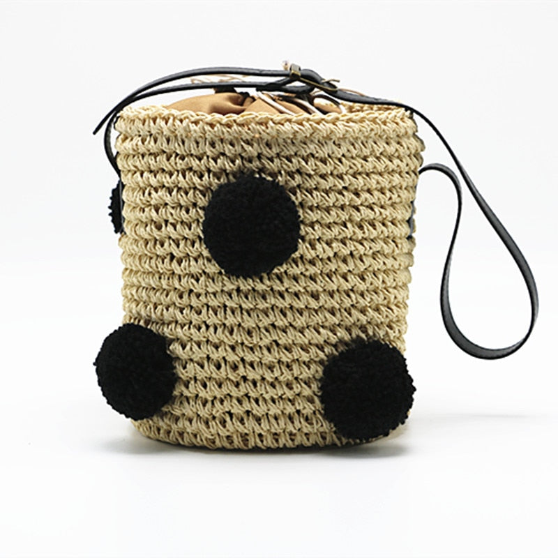 Cute Summer Boho Cylinder Shaped Straw Handbag