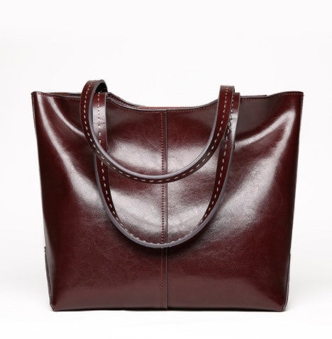 Glance Leather Stitched Strap Shoulder Bag