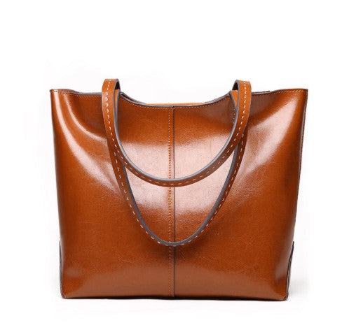 Glance Leather Stitched Strap Shoulder Bag