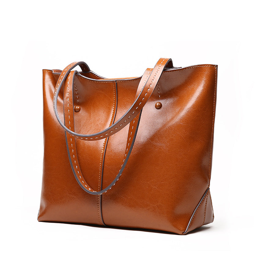 Glance Leather Stitched Strap Shoulder Bag