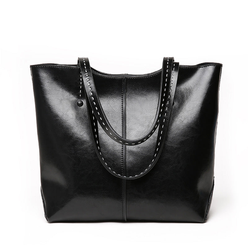 Glance Leather Stitched Strap Shoulder Bag
