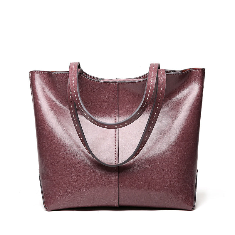 Glance Leather Stitched Strap Shoulder Bag