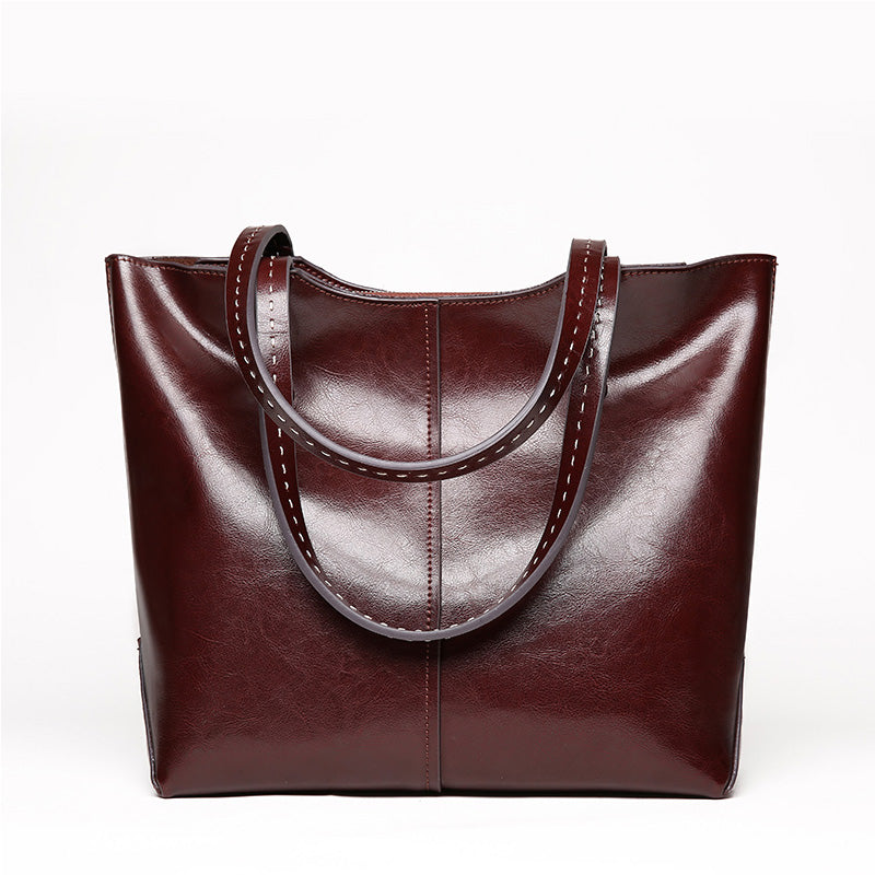 Glance Leather Stitched Strap Shoulder Bag