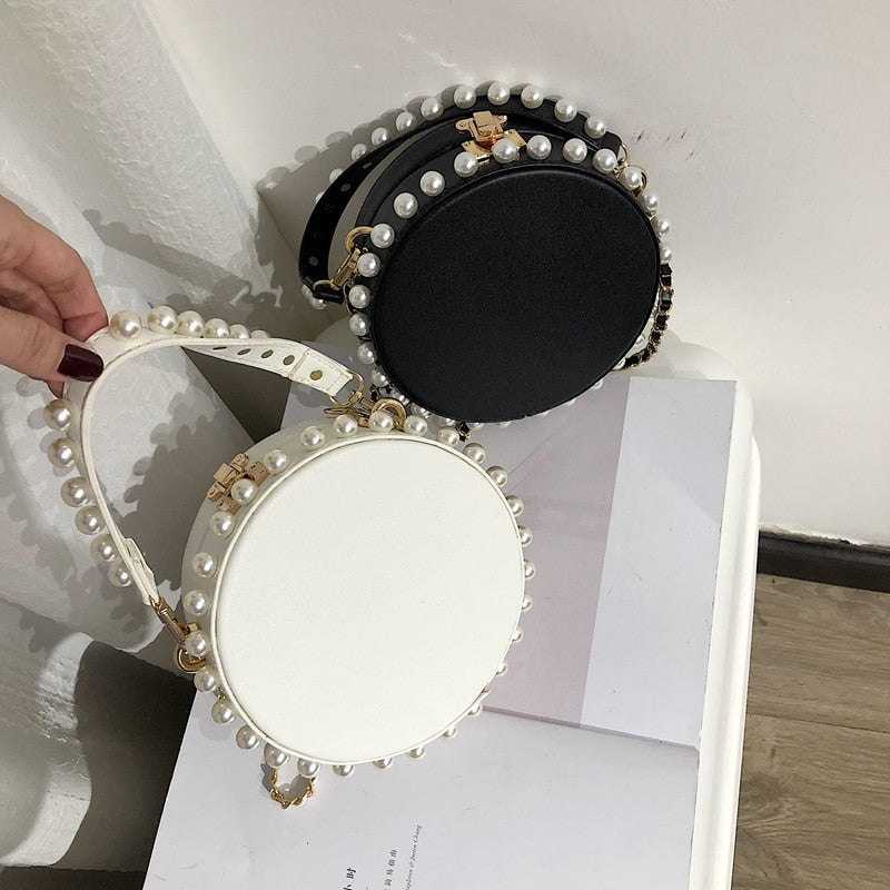 Round Pearl PU Handbag