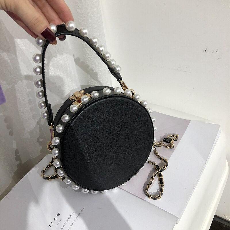 Round Pearl PU Handbag