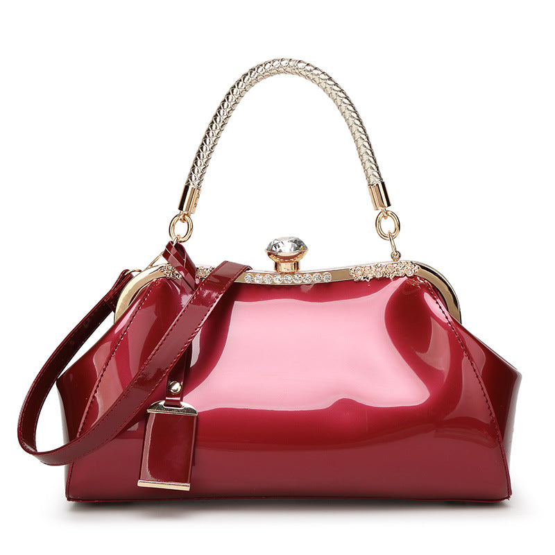 Fashion Patent Leather Bag with Diamonds