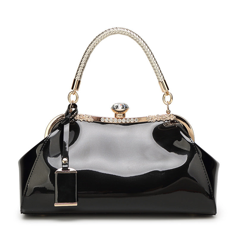Fashion Patent Leather Bag with Diamonds