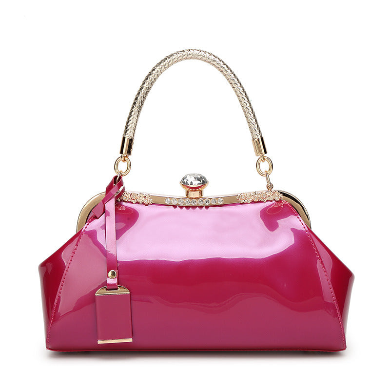 Fashion Patent Leather Bag with Diamonds