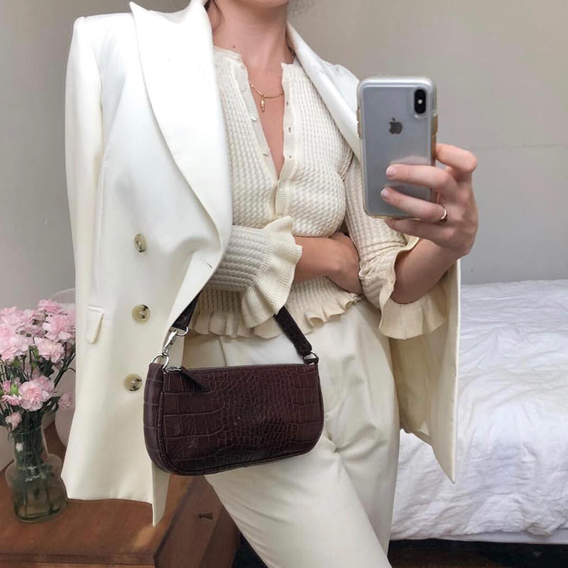 Retro Classic Crocodile Pattern Shoulder Bag