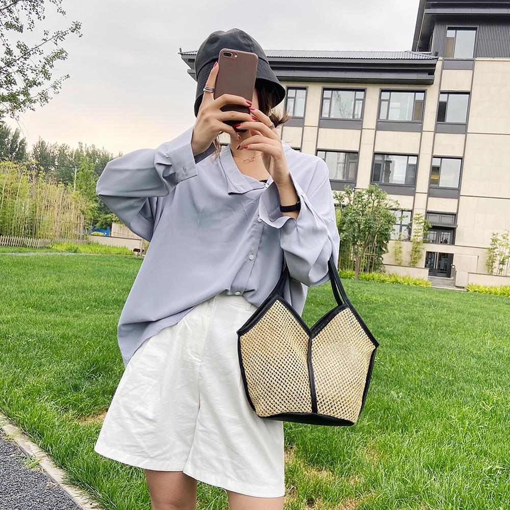 Casual Multicolord Straw Shoulder Bag