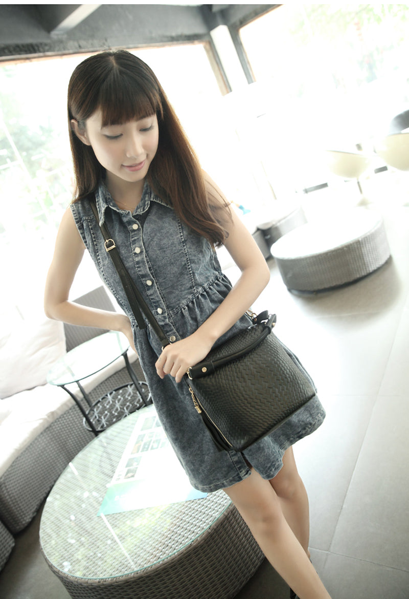 Ladies Weave Pattern Handbag Crossbody Bag