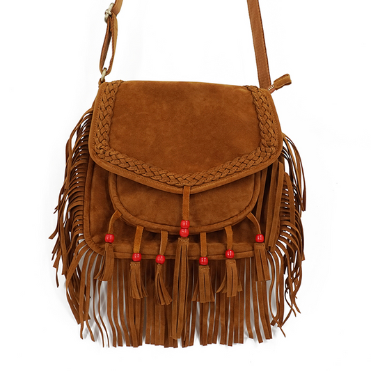 Boho Style Suede Fringe Crossbody Bag