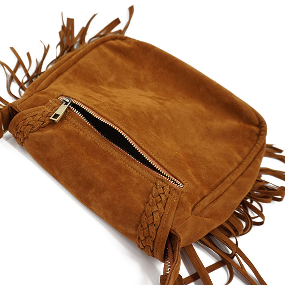 Boho Style Suede Fringe Crossbody Bag