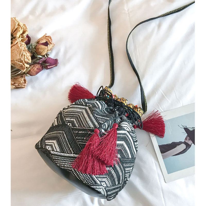 Beautiful Boho Style Crsossbody Bag with Tassel Decorations