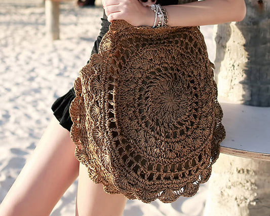 Vintage Bohemian Big Circle Straw Bags for Women