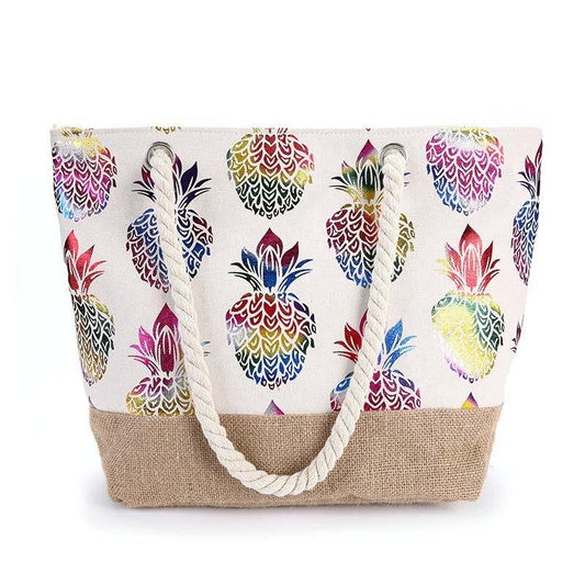 Pineapple Print Tote Bag