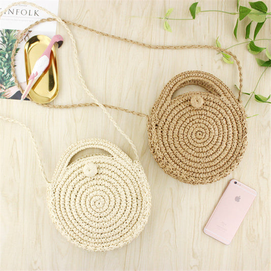 Boho Woven Straw Crossbody Bag