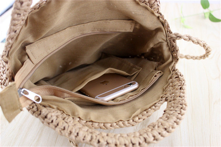 Boho Woven Straw Crossbody Bag