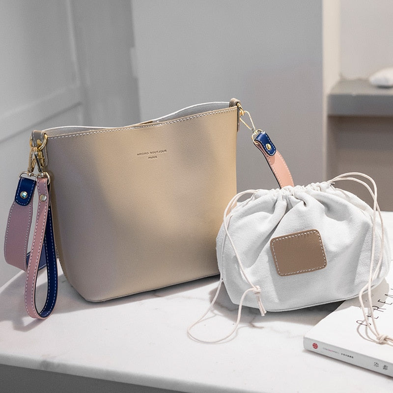 PU Leather Bucket Shaped Bag