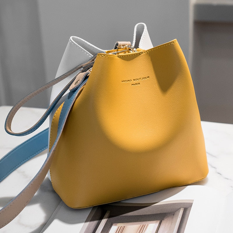 PU Leather Bucket Shaped Bag
