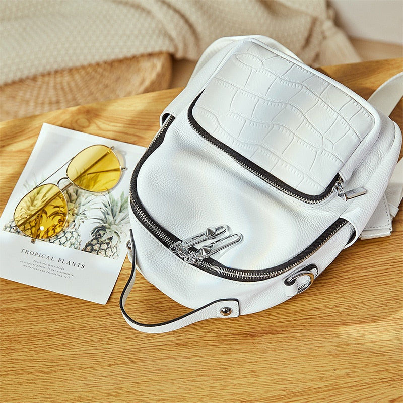 Compact Leather Backpack