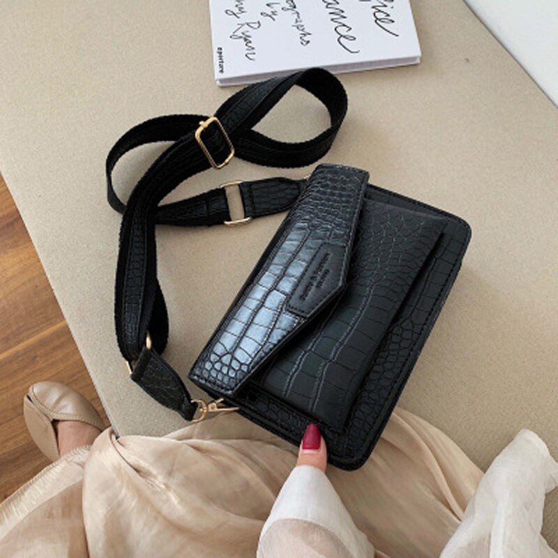 Crocodile Leather Messenger Bag