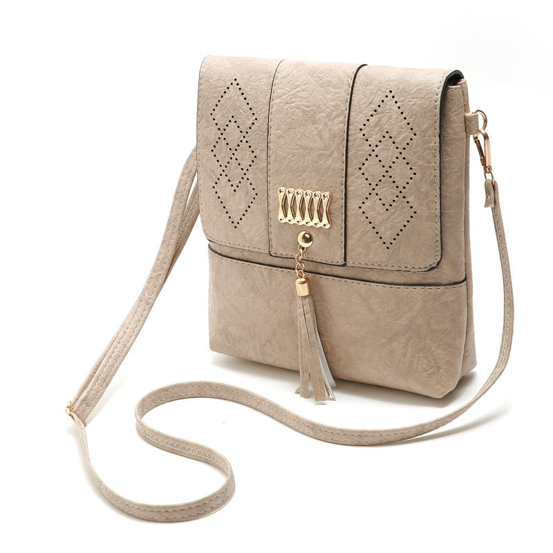 Boho Hollow Out Shoulder Bag with Tassels
