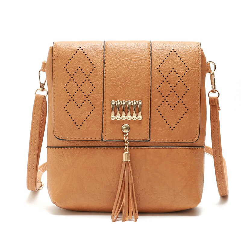 Boho Hollow Out Shoulder Bag with Tassels