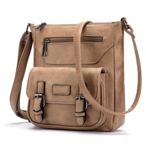 Multi Pocket Leather Messenger Bag