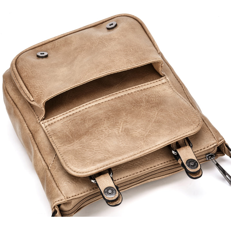Multi Pocket Leather Messenger Bag