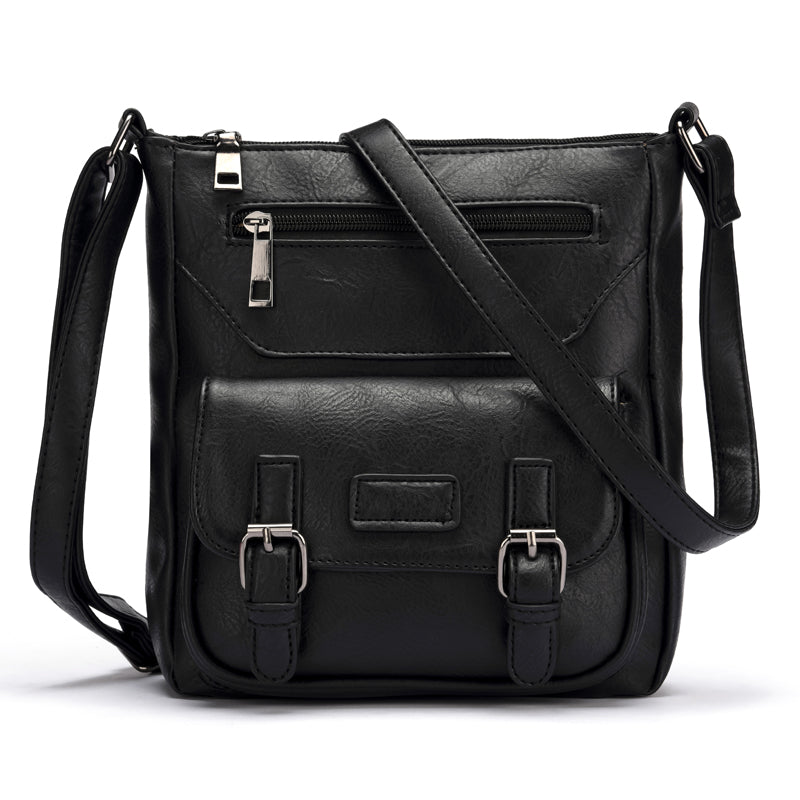 Multi Pocket Leather Messenger Bag