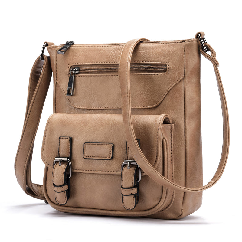 Multi Pocket Leather Messenger Bag