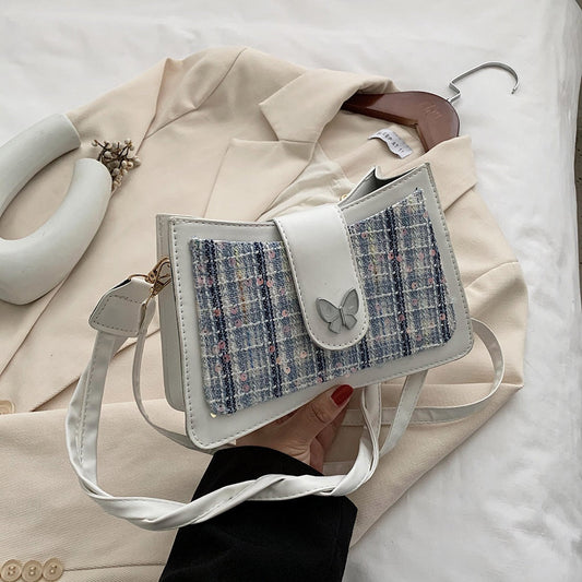 Retro Woolen Butterfly Sequined Crossbody Bag for Women