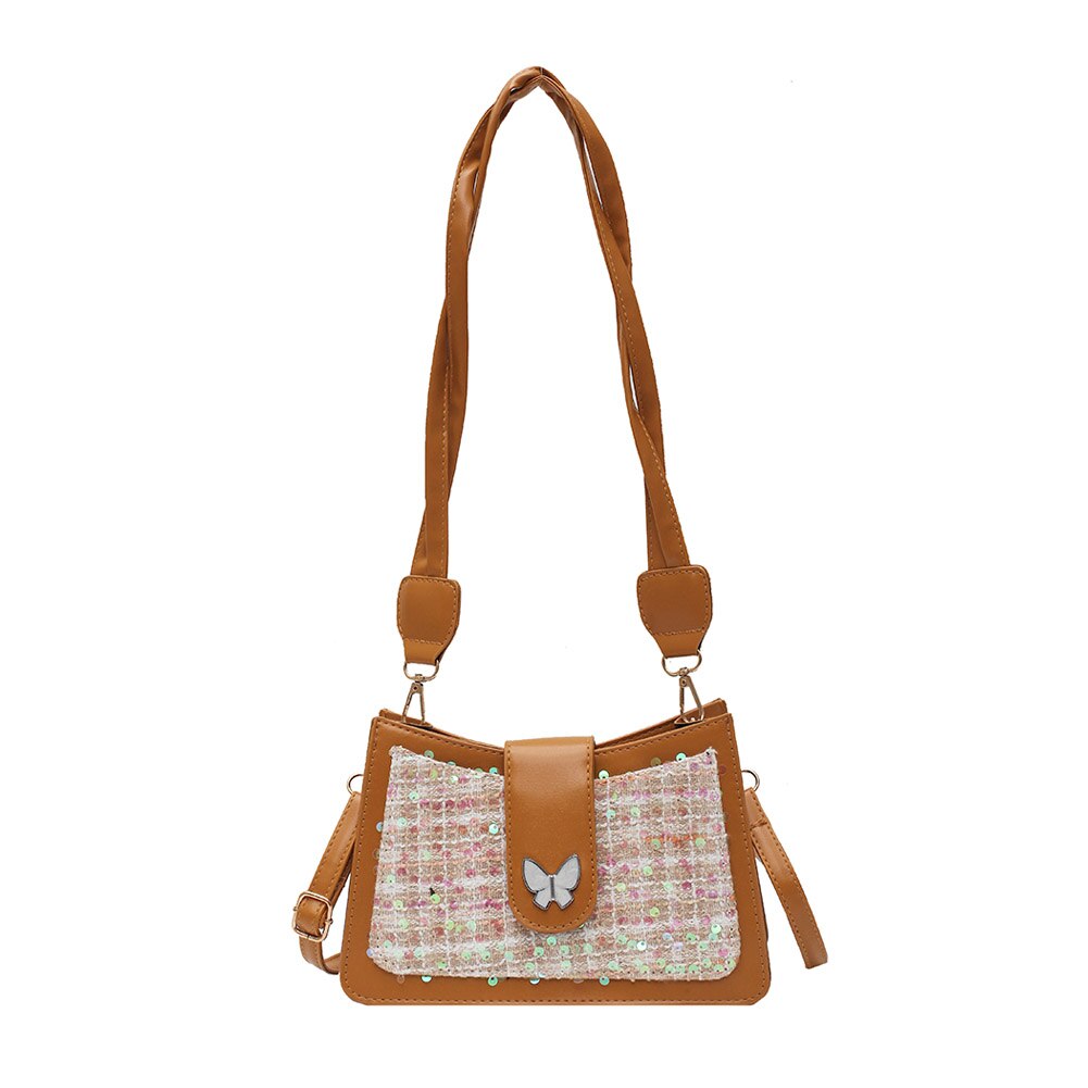 Retro Woolen Butterfly Sequined Crossbody Bag for Women
